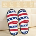 thumbnail image 2 of House Slippers for Women Men - American Patriotic Stars And Stripes Lightweight House Shoes Fuzzy Slippers, Soft Slip-On Cozy House Slippers for Woman Indoor Outdoor, 2 of 7