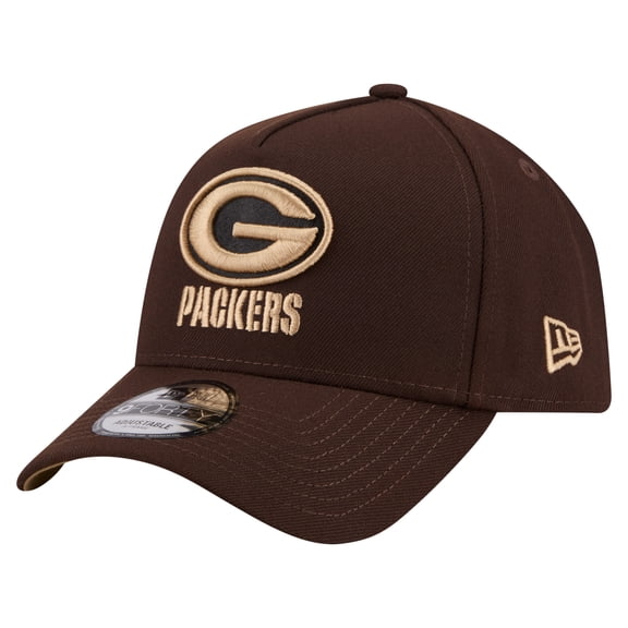 Men's New Era  Dark Brown Green Bay Packers Burnt Wood A-Frame 9FORTY Adjustable Hat