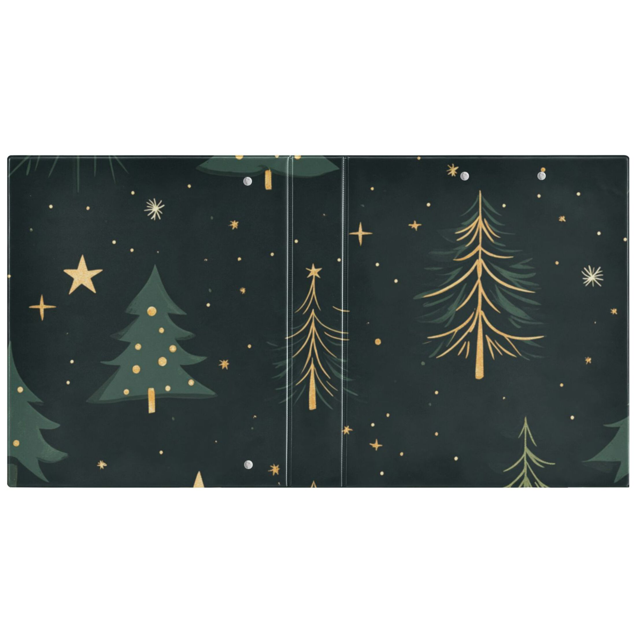 Christmas Snow Trees 3 Ring Binders 1.5 inch Hardcover File Folders with Interior Pockets A4 Size Organizer for School Office Hospital Set of 2