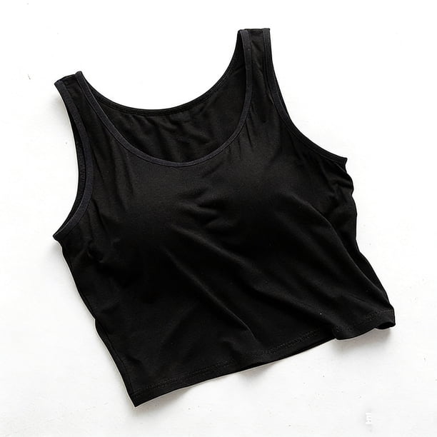 Xuyuer Ladies Fashion Sleeveless Round Neck Solid Color Modal Bottoming Vest Top with Chest Pads, Seamless Camisole for Everyday Comfort and Layering Essentials
