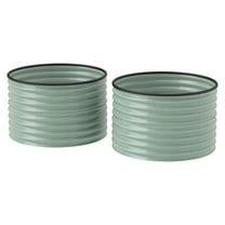 COCOKUN Raised Garden Bed 2 Pack, Light Green Metal Planter Box Stock Tank, 35.4" Dia x 22" H with Safety Edging, Easy Assemble for Outdoor Vegetable Flower Gardening