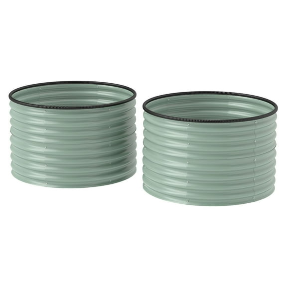 COCOKUN Raised Garden Bed 2 Pack, Light Green Metal Planter Box Stock Tank, 35.4" Dia x 22" H with Safety Edging, Easy Assemble for Outdoor Vegetable Flower Gardening