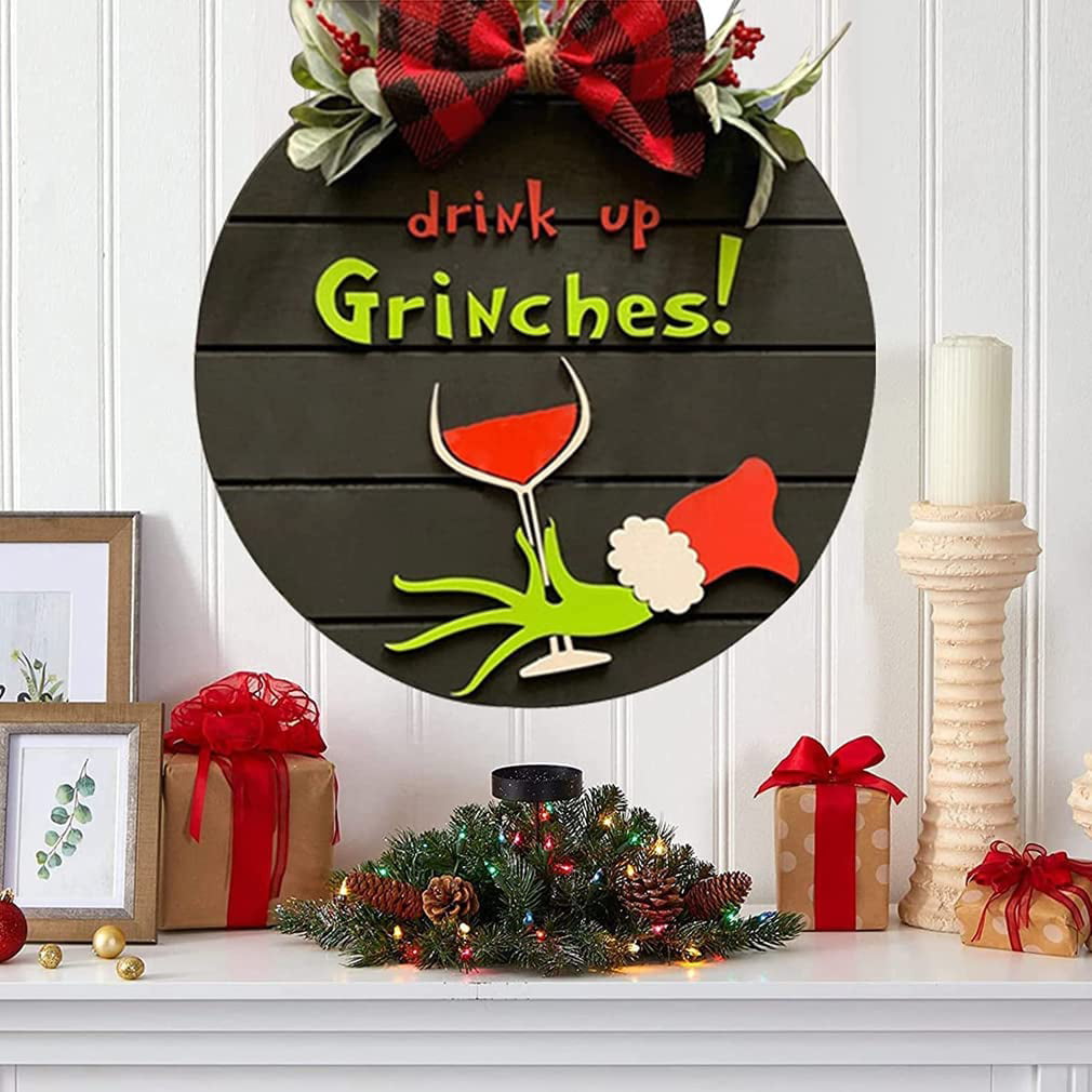 Holiday Cheer Welcome Here Christmas Reindeer Door Hanger or Sign
