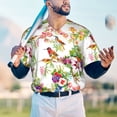 thumbnail image 6 of Daiia Birds And Flowers Mens Baseball Jersey Button Down Shirts Short Sleeve Sports Uniforms-Large, 6 of 9