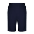 thumbnail image 4 of Crunowin Plus Size Shorts for Women, High Waist Sleep Shorts Solid Color Breathable Lounge Pants Navy L, 4 of 7