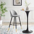 thumbnail image 4 of Bar Stool Chair Barstool, Set of 2, Velvet, Metal Steel, Light Grey Gray, Modern Contemporary Urban Design, Bar Pub Cafe Bistro Hotel Restaurant Hospitality, 4 of 10