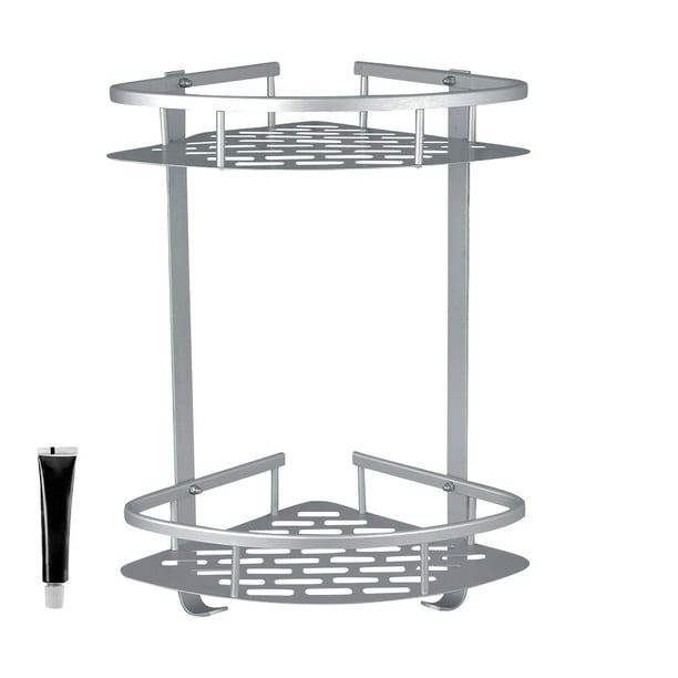 Canasta de esquina Estante de almacenamiento de aluminio para baño Organizador de cocina de perforación libre montado en la pared, Mate Methold HA004468-01B