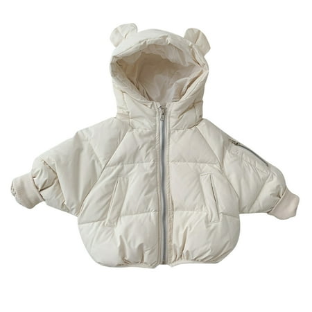 

Baby Baby Boys Girls Winter Warm Zipper Solid Padded Coats Outerwear Hooded Bear Ears Jacket Outwear