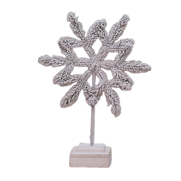 Mini adornos navideños de mesa con árbol de Navidad luminoso y flocado. copo de nieve