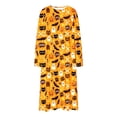 thumbnail image 6 of Women's Plus Halloween Nightgown Pumpkin Ghost Print Crewneck Long Sleeve Dress Fall Loungewear Sleep Maxi Dress, 6 of 7