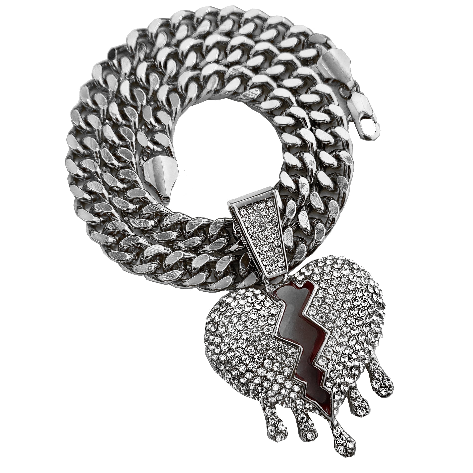 Trump 2024 Hip Hop Pendant Necklace - Gold Plated Stainless Steel, Cuban Link With Crystals, 24 Inches