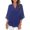 Blue-L, variant on Womens Tops Casual Ruffle 3/4 Sleeve V Neck Double Layers Chiffon Blouses Tops