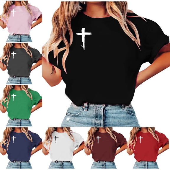 Zivyakyron Womens T Shirts Summer Short Sleeve Tops for Women Tunic Slim Print Basic Casual Tops