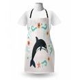 thumbnail image 3 of Dolphin Apron, Cartoon Composition of Smiling Nautical Ocean Animal with Starburst Line and Swirls, Unisex Kitchen Bib with Adjustable Neck for Cooking Gardening, Adult Size, Multicolor, by Ambesonne, 3 of 4