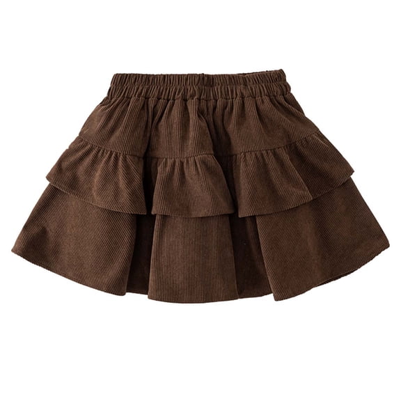 Annhoo Girls Ruffled Skirt Elastic Waist Corduroy Tiered Skirt Flowy A Line Skirt Dressy Going Out Cute Bottoms