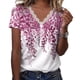 thumbnail image 2 of Camiseta de verano para mujer, Camiseta holgada de manga corta con cuello en V y ribete de encaje, Top estampado Floral para mujer, estampado B Rosa Rojo L, 2 of 6