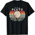 thumbnail image 1 of ALVORD Never Forget Pluto Shirt Retro Style Funny Space Science T-Shirt Unisex S-5XL, 1 of 4