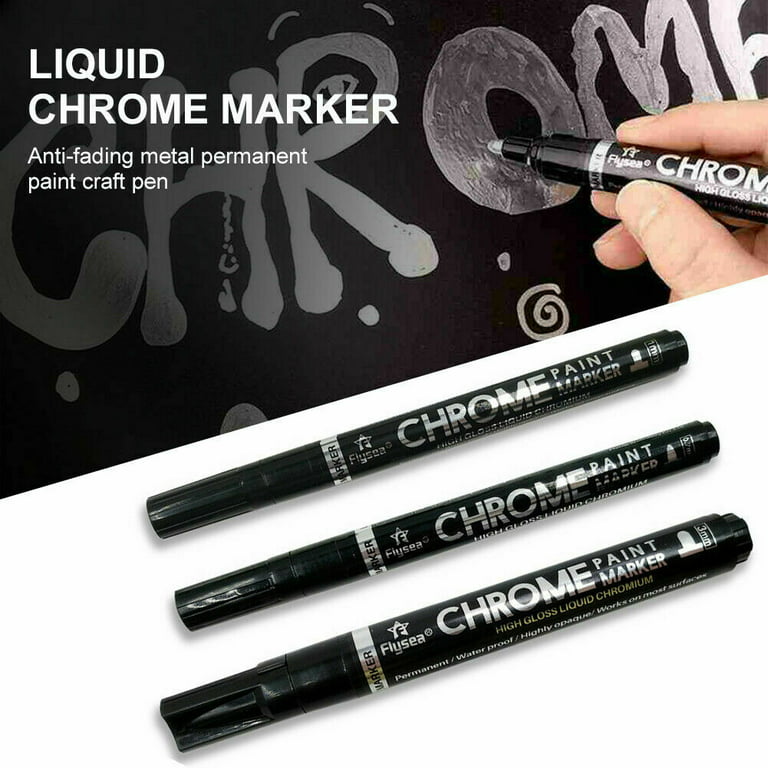 3pcs Silver Mirror Marker Pens Set Liquid Chrome Paint Markers Pen  Permanent Art Silver Mirror Chro