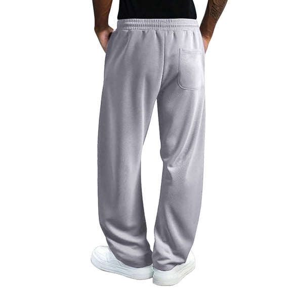 Kinrui Mens Baggy Sweatpants Wide Leg Joggers Casual Elastic Waist Drawstring Pants Open Bottom Loose Fit Y2K Casual Lounge Pant with Pockets Gray L
