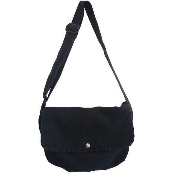 Kukuzhu Japanese Grunge Hobo Canvas Crossbody Bag for Women Hippie Punk Harajuku Purse Academic Aesthetic Large Messenger Bags (black)