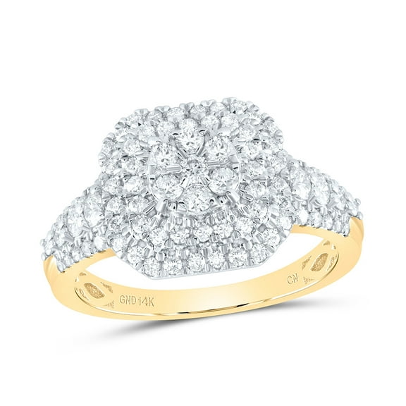 14kt Yellow Gold 1 Cttw Diamond Flower Bridal Wedding Engagement Anniversary Ring, Women Size: 5-9