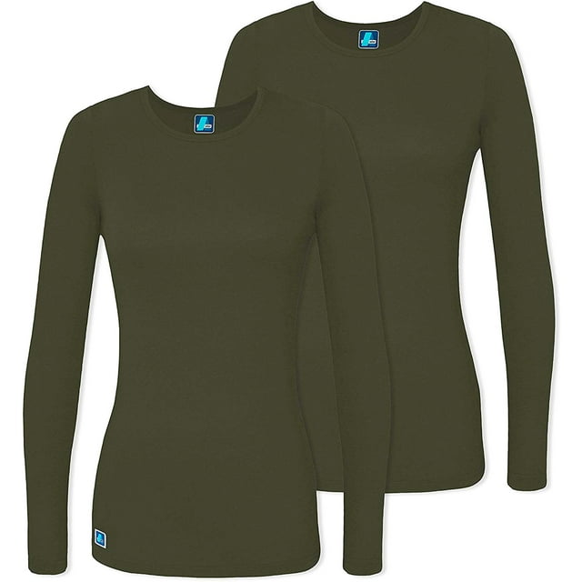 Adar sous-Couches pour Femmes, Lot de 2 - T-Shirt de sous-Couche à Manches Longues Confortable