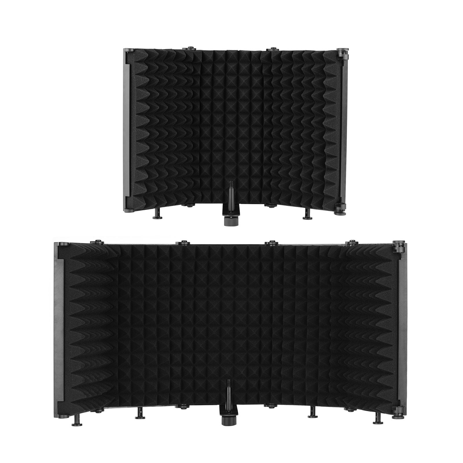 Riousery Microphone Isolation Shield Portable Tabletop Sound Absorbing Foam Reflection Filter Mic Soundproof Shield Audio Recording Singing Studio 5-Panel Black 11 inches / 28 cm
