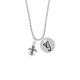 thumbnail image 2 of Delight Jewelry Medium Antiqued Fleur di Lis Silvertone Script Initial Disc - G - Charm Necklace, 20"+3", 2 of 4