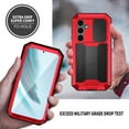 thumbnail image 6 of Dteck Metal Full Body Protection Case for Samsung Galaxy S25 Plus,Shockproof Aluminum Metal+Tempred Glass Screen Protector Heavy Duty Silicone Stand Case Slide Camera Protection Cover,Red, 6 of 7
