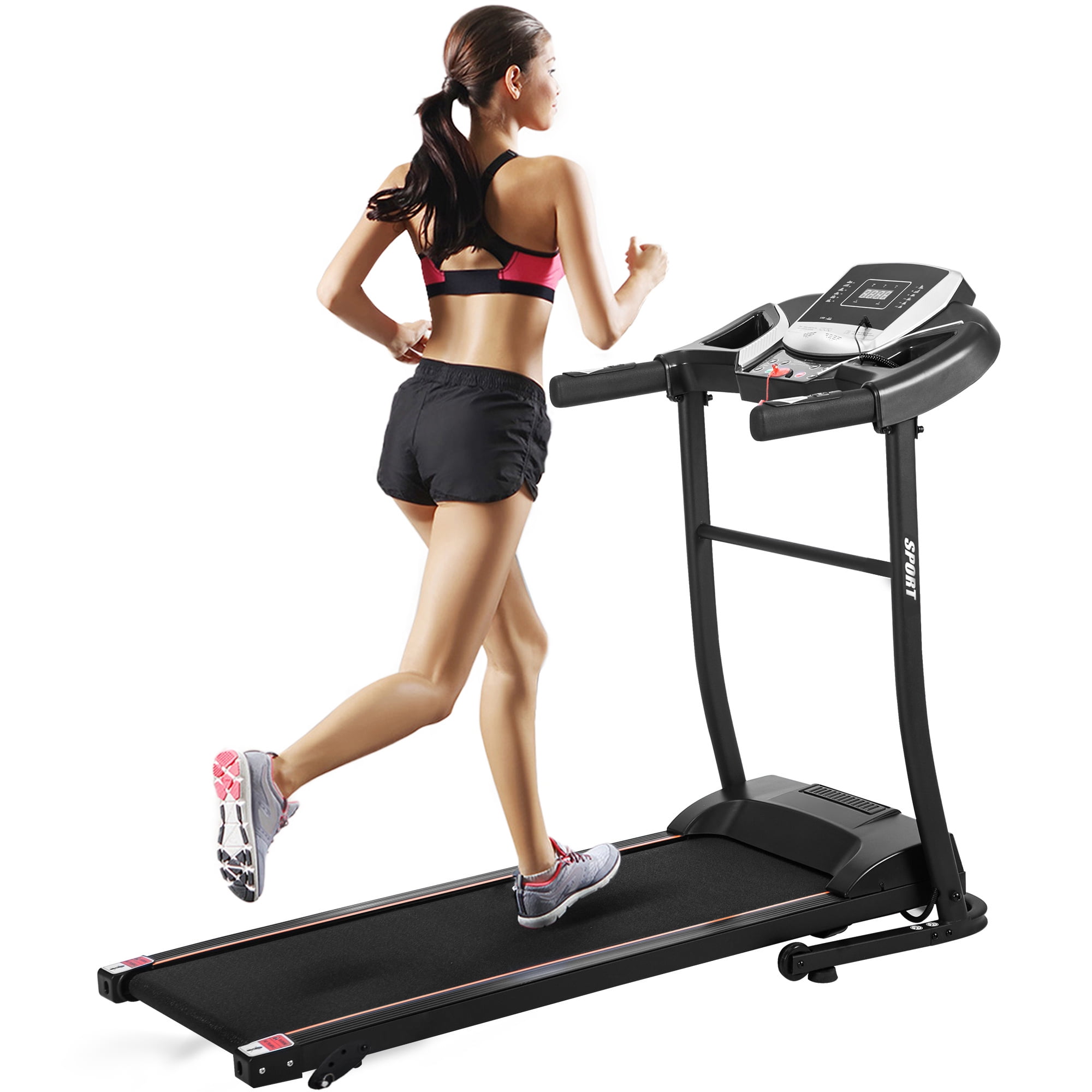 Electric Folding Treadmill Running Machine for Home Motorized with Wheel Easy 