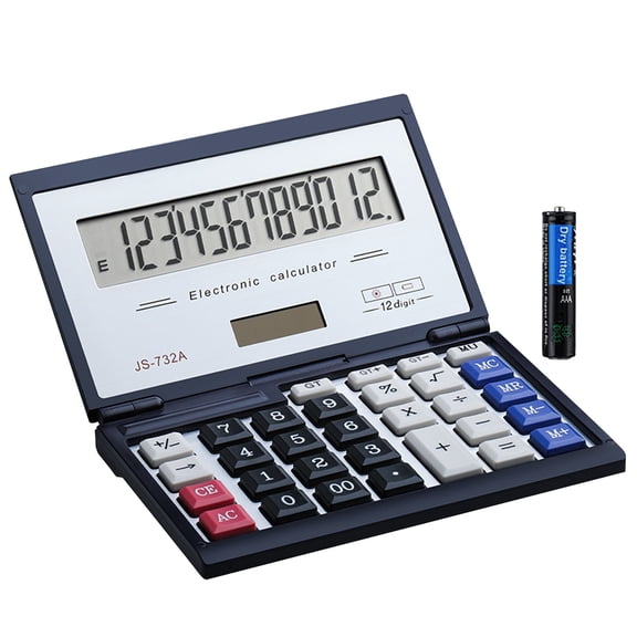 Leeye 12-Digit Folding Calculator, Portable Voice Calculator with Large LCD Display, Battery Powered Flip Calculator for Business, Students, Office, C, 0.60 lb
