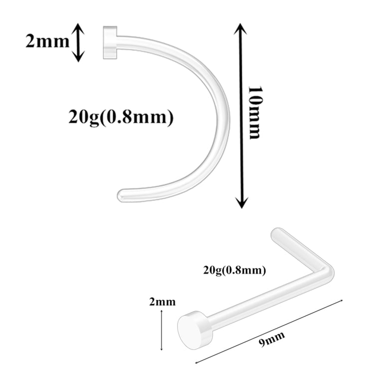 10 Bijoux Piercing Labret 16G Acrylique - Anneaux Lèvre, Tragus, Helix En Acier Inox