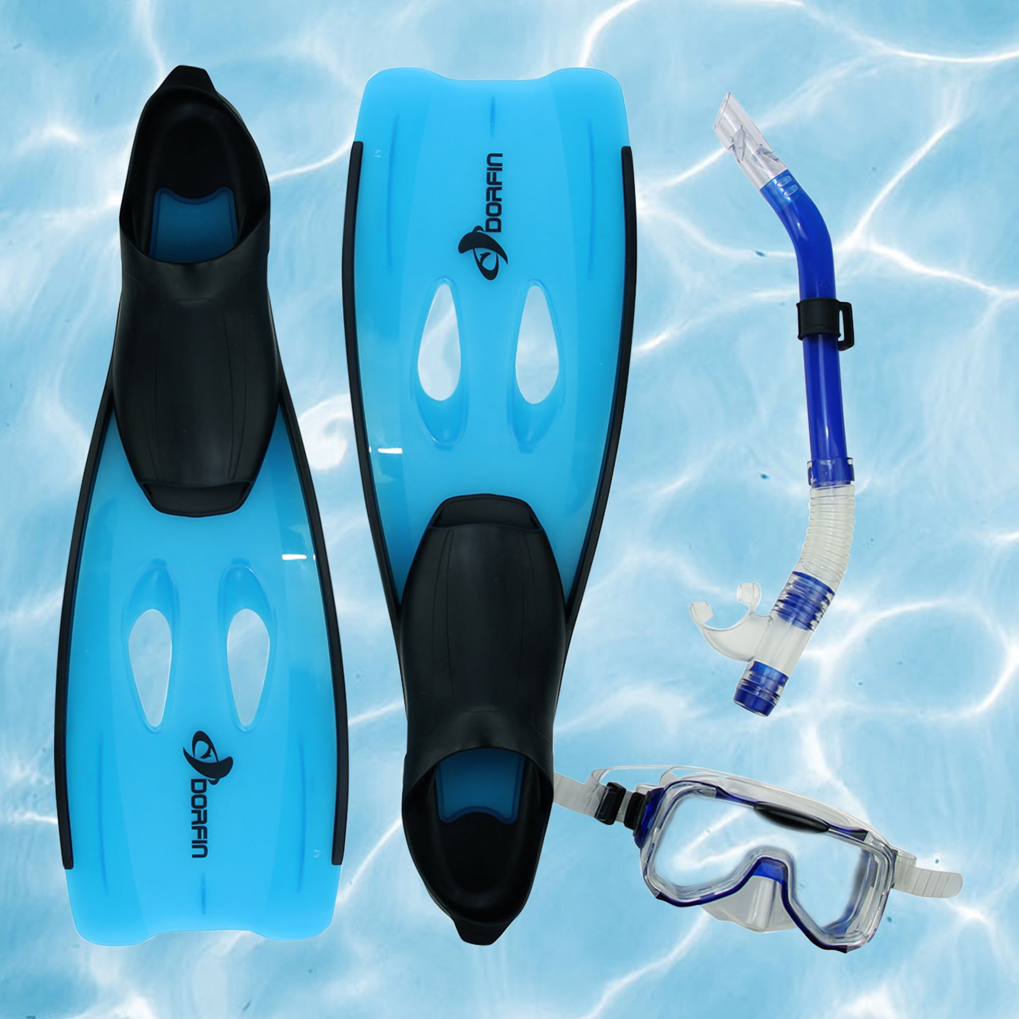 Pool Master 3pc Newport Silicone Adult Pro Swimming Pool Scuba and Snorkeling Set - Small - Blue