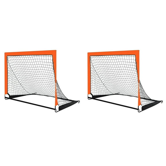 2X Orange Children'S Football Goal Portable Foldable Mobile Training Football Goal