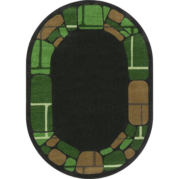 Joy Carpets Kid Essentials BioStones 7'8" x 10'9" Oval Area Rug in Color Meadow