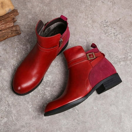 

Round Toe Short Heel Booties Wearable and Breathable Boots Gift for Christmas Birthday Year