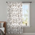 thumbnail image 4 of Brown Flower Sheer Curtains 54 Inches Long, Vintage Farmhouse Boho Leaf Spring Plant Light Filering Curtains, Breathable Simi Curtain Privacy Drapes for Kitchen Bathroom Small Window Treatment, 4 of 9