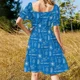 thumbnail image 5 of Oda a Vonnegut -- Patrón -- Vestido corto manga blanco/azul verano mujer vestido mujer tendencia ropa mujer, 5 of 7