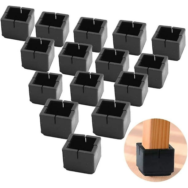 24 protectores de patas de silla cuadrados de PVC, protectores de patas de mesa y silla, tapas cuadradas con fieltro negro, protectores de patas de silla cuadrados para patas de silla y patas de mesa