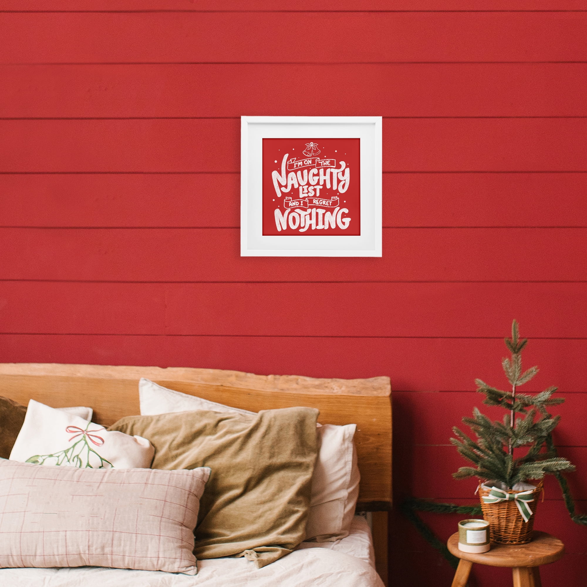 Stupell Industries Naughty List Regret Nothing White Framed Print Under Glass, design by Tobe Fonseca