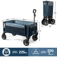 thumbnail image 4 of Timber Ridge Collapsible Outdoor Folding Wagon Cart Heavy Duty Camping Patio Shopping Garden Cart with Side Bag Cup Holder, Blue, 4 of 5