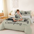 thumbnail image 3 of Castle Fairy Minimalist Camping Quote Bedding Comforter Set 7 Pieces for Adults, Camper Pine Tree Full Bedding Set for Bedroom, Light Khaki,Grey Reversible, 3 of 7