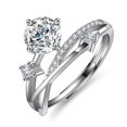 thumbnail image 1 of Adjustable Moissanite Wedding Bands for Women 1ct Round Cut D Color VVS1 Sterling Silver Diamond Rings for Women Engagement Rings Anniversary Promise Rings with Certificate, 1 of 8