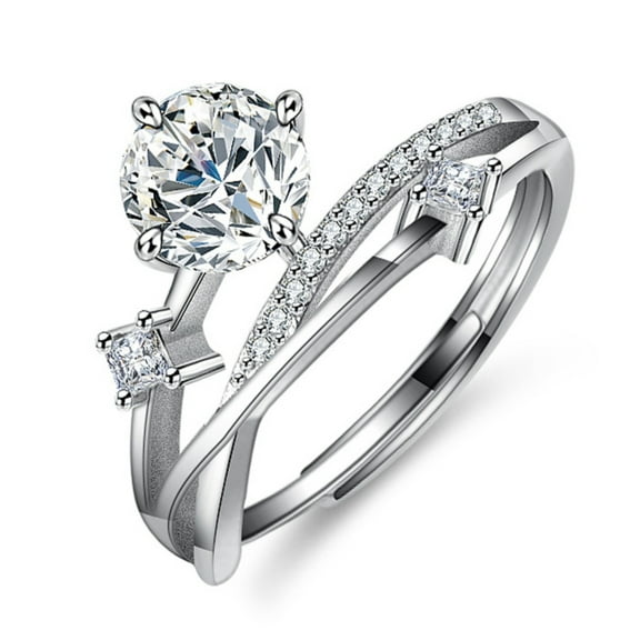 Adjustable Moissanite Wedding Bands for Women 1ct Round Cut D Color VVS1 Sterling Silver Diamond Rings for Women Engagement Rings Anniversary Promise Rings with Certificate