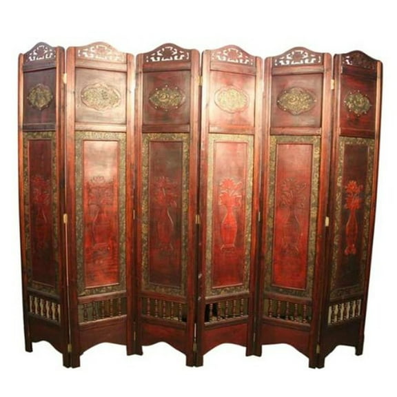 Vintage Oriental Style 6 Panels Screen Room Divider