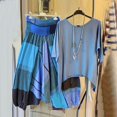 thumbnail image 2 of PENGXIANG Ensemble 2 Pcs pour Femmes Été Imprimé Col Rond Manches Mi-Longues Pull + Pantalon, 2 of 8
