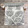 thumbnail image 3 of Ambesonne Ethnic Quilted Bedspread Set 3 Pcs, Circles Lines Monochrome, Queen Size, White Black, 3 of 3