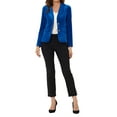 thumbnail image 2 of INSPIRE CHIC Women's Vintage Velvet Blazer Notched Lapel Button Front Wear-to-Work Jacket L Royal Blue, 2 of 6