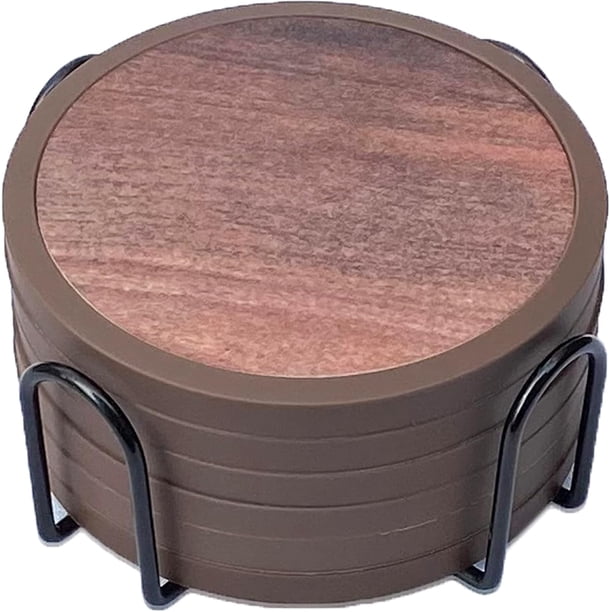 Posavasos absorbentes para bebidas con soporte - 6 paquetes, posavasos de silicona con inserto de fieltro suave