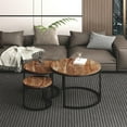 thumbnail image 4 of Rustic Modern Solid Wood and Iron 3pc Coffee Table Set - Natural and Black, 4 of 7